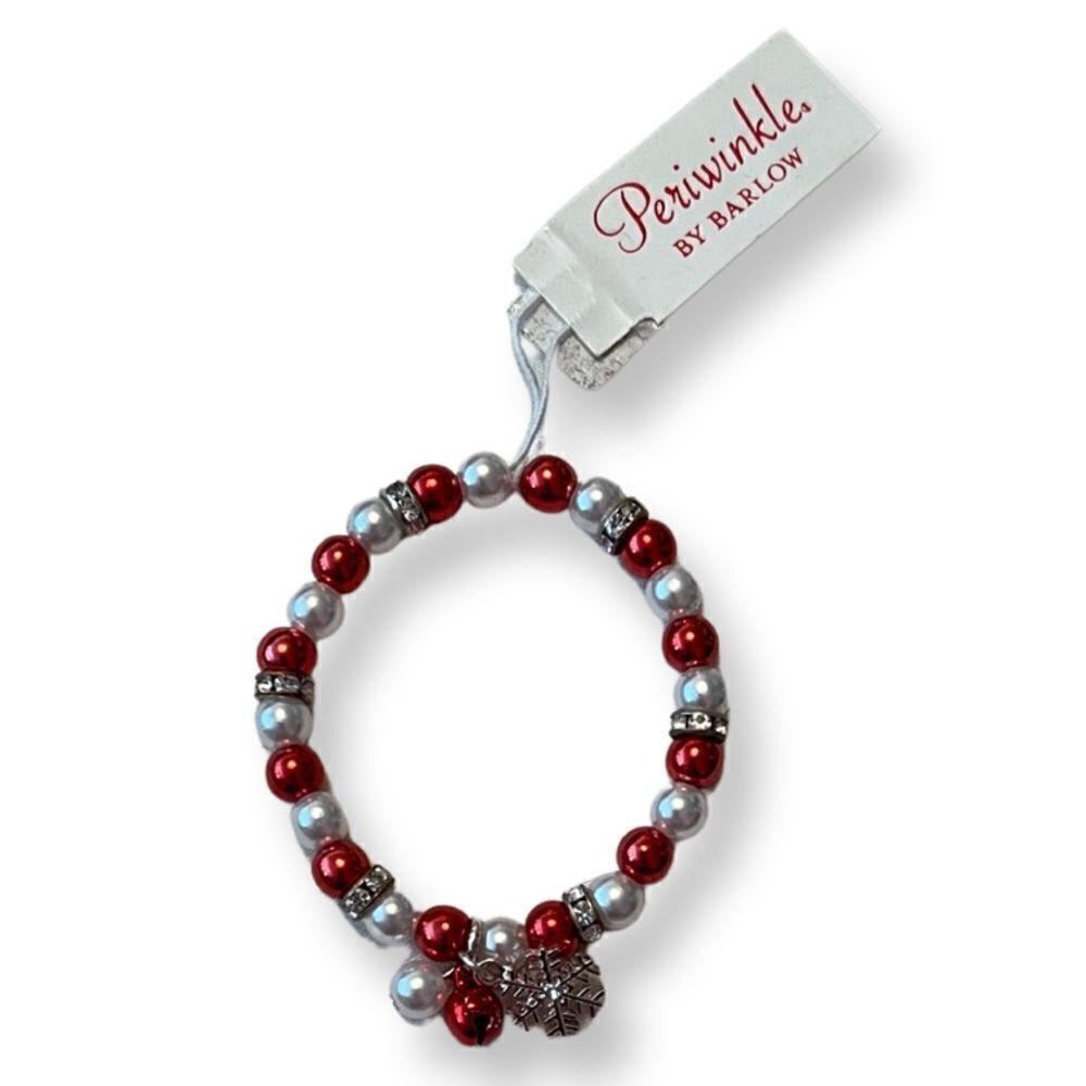 🤯5/$25🤯 NEW Periwinkle By Barlow Pearl, Red, And Rhinestone Girls Bracelet